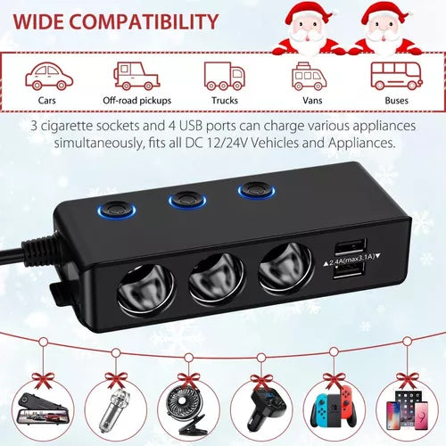 Cargador De Carro Multifuncional Con Puertos Usb Y Usb C