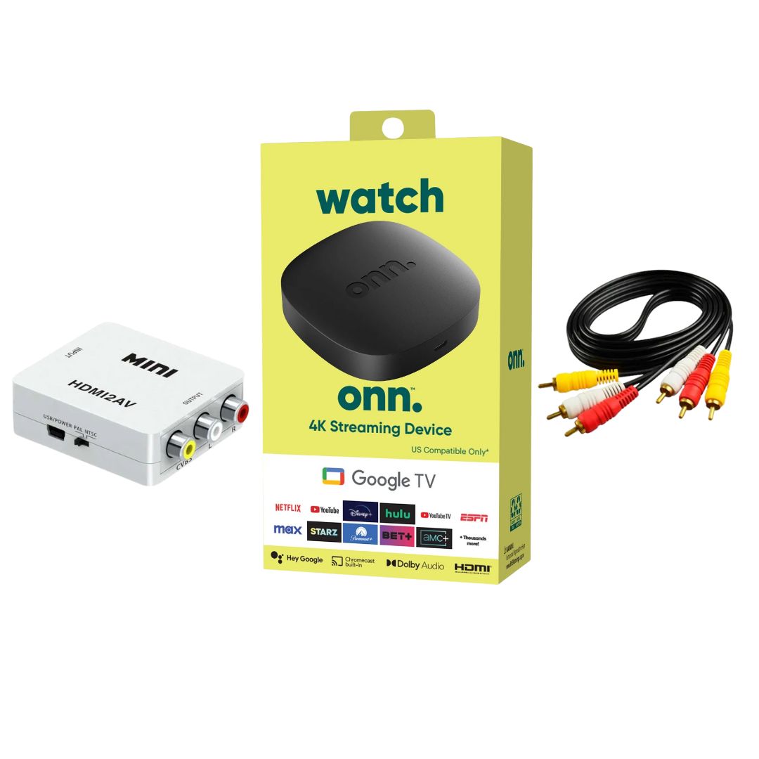 Combo para TV antiguos (CULONES) Onn Watch 4k + Adaptador HDMI A RCA + CABLES RCA